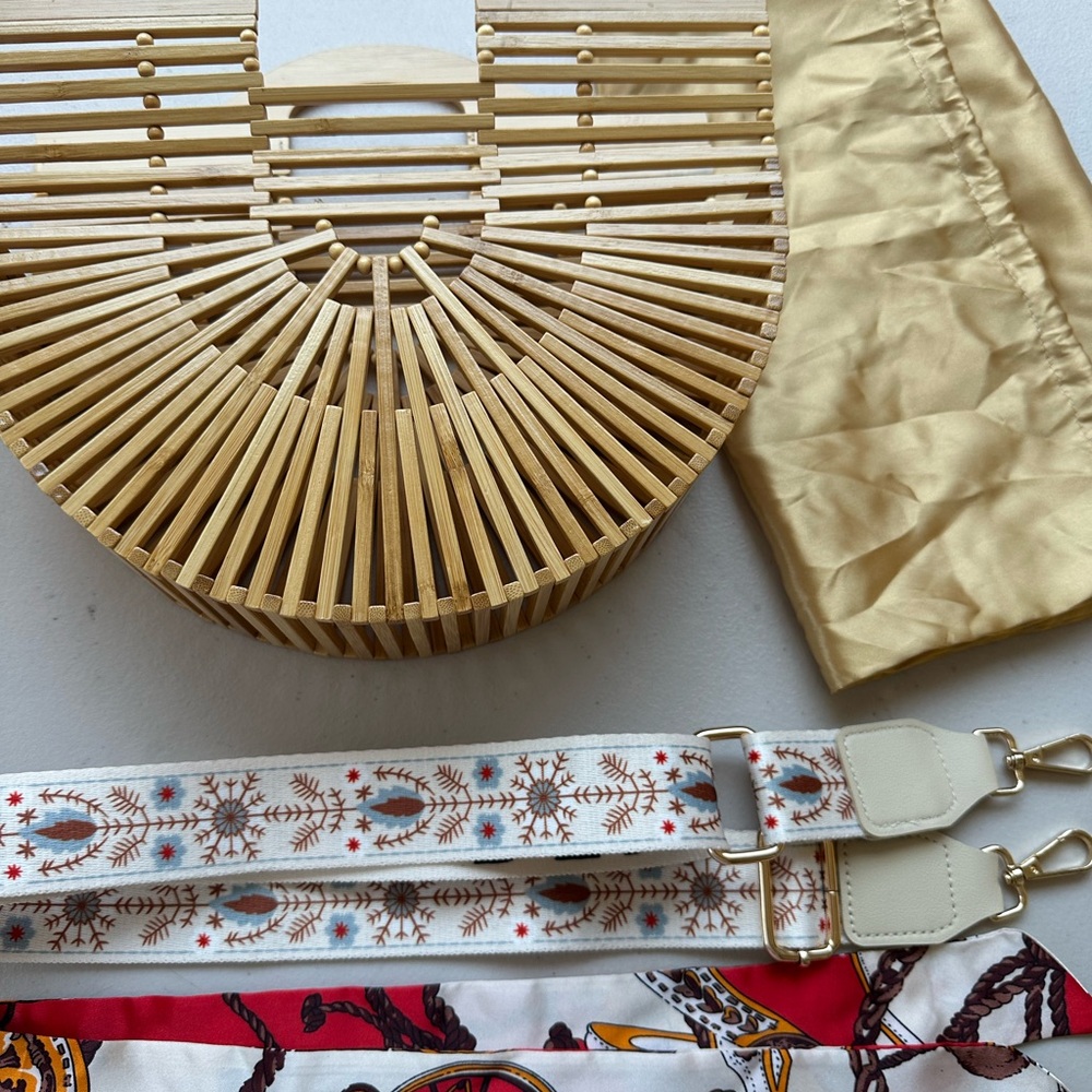 Elegant Tan Bamboo Tote Bag